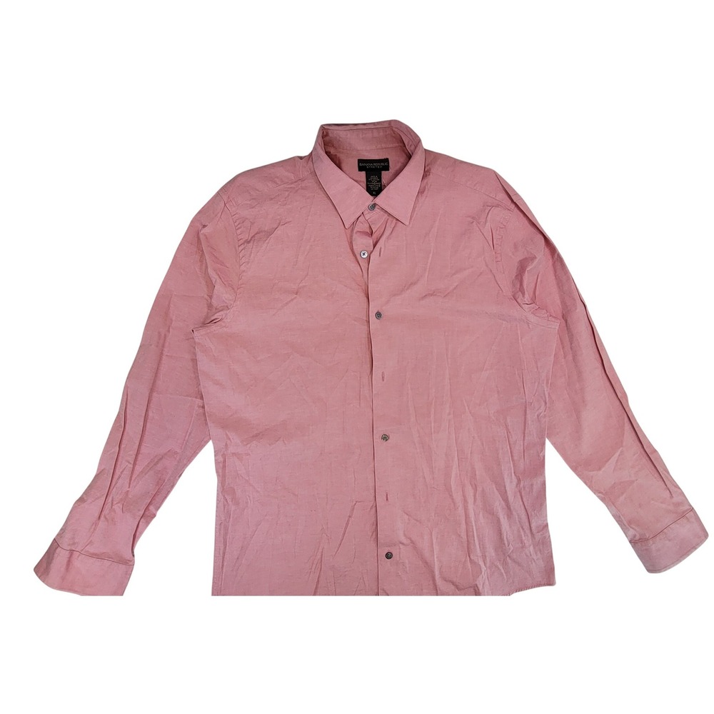 Banana Republic Stretch Pink Long Sleeve‎ Button Down Shirt Men's XL
